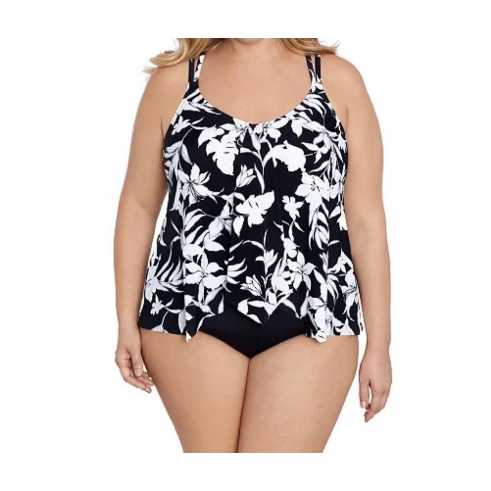 Shapesolver by Penbrooke Fauxkini One-Piece Swimsuit Size 24W New With Tags